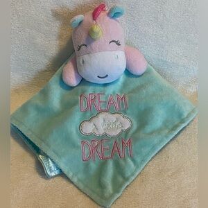 Baby Starters Unicorn Lovey Rattle Mint Green Plush & Satin Dream A Little Dream